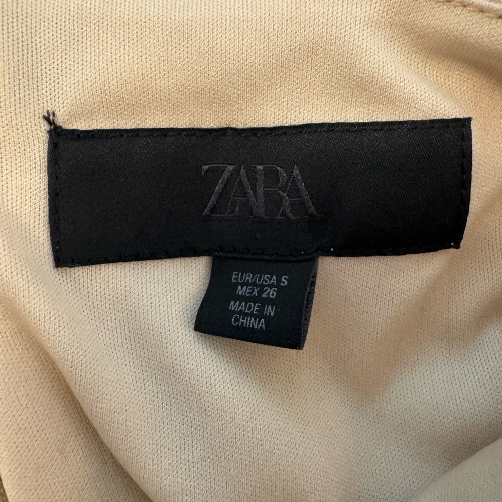 Zara Silver Sequin Beige Square Neck Mini Dress- Small - Picture 10 of 16